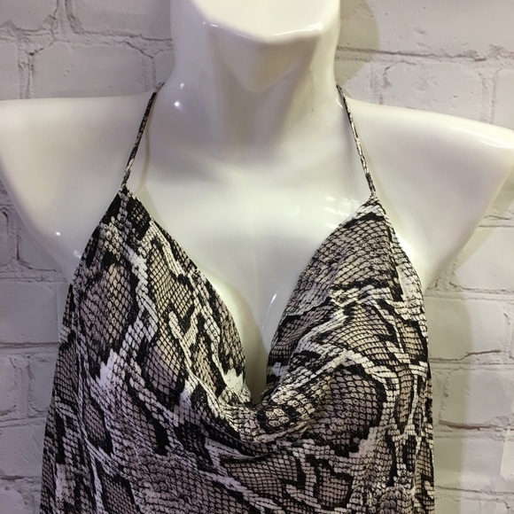 AFRM Jazzy Cowl Neck Snakeskin Print T-Back Bodysuit Size Medium - Picture 8 of 13